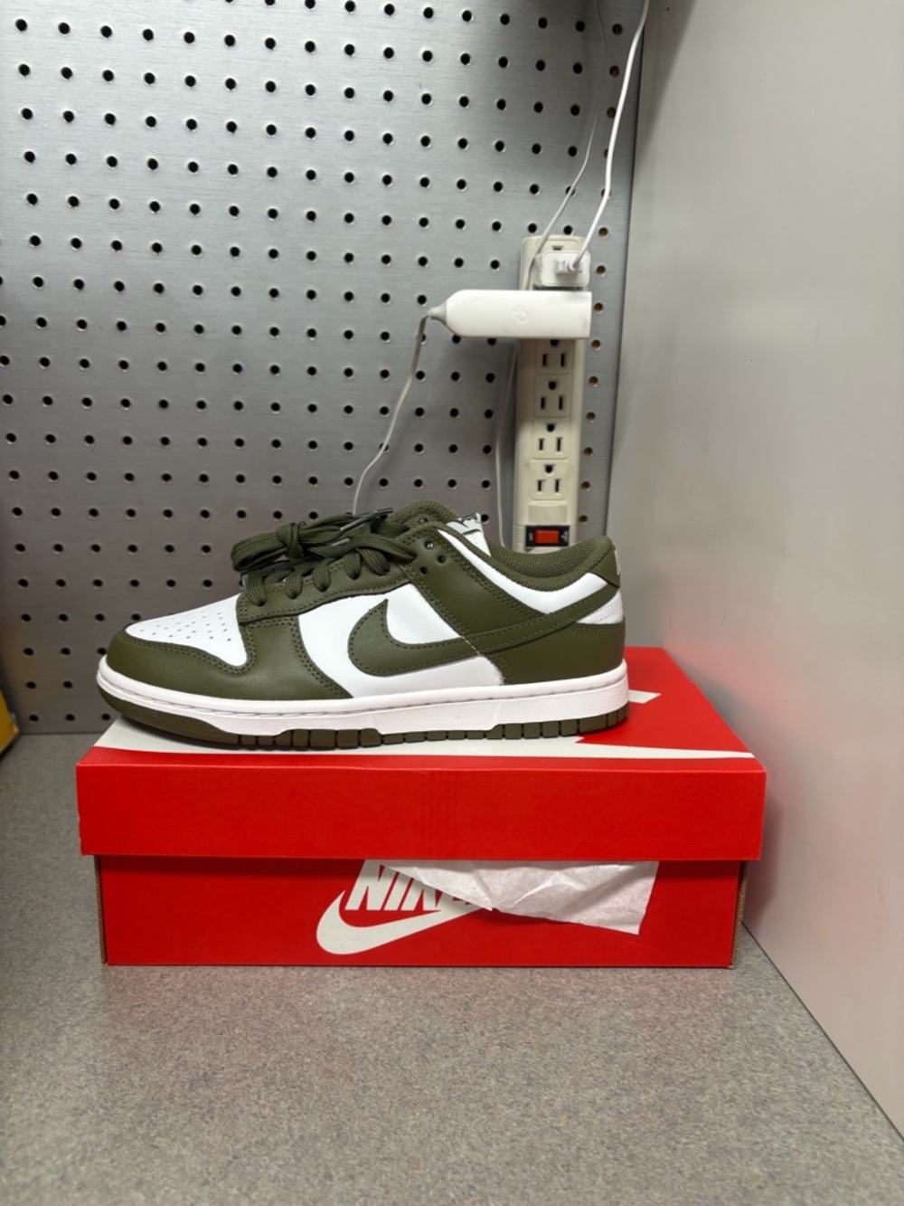 Women’s Nike Dunk Low White Olive Green Sneakers size 7